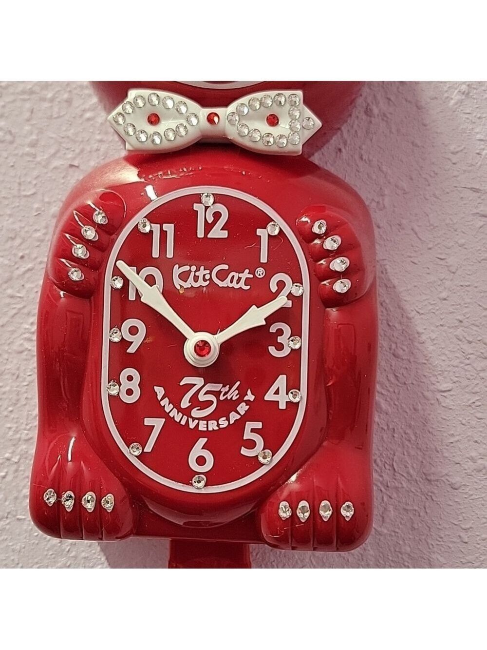 SUPER RARE JEWELED 75th Anniversary Red Kit-Cat Klock Clock - Picture 3 of 5
